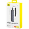 Hub BASEUS UltraJoy Lite 4w1 2 m USB 3.2 Gen. 1, Pasywny Szary Obsługiwane standardy USB USB 3.2 Gen. 1 (USB 3.0/3.1 Gen. 1) - 5 Gb/s