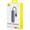 Hub BASEUS UltraJoy Lite 4w1 1.5 m USB 3.2 Gen. 1, Pasywny Szary Obsługiwane standardy USB USB 3.2 Gen. 1 (USB 3.0/3.1 Gen. 1) - 5 Gb/s