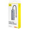 Hub BASEUS UltraJoy Series 5w1 0.22 m USB Typu C, Pasywny Szary Liczba portów wyjściowych [szt.] 5
