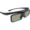 Czarne okulary 3D z napisem "Dangbei" na zauszniku, posiadają prostokątne soczewki i nowoczesny design. Produkt to "Okulary DANGBEI 3D DLP-LINK".