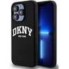 Etui DKNY Liquid Silicone White Printed Logo MagSafe do Apple iPhone 15 Pro Czarny