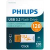 Pendrive PHILIPS Click 128GB, USB-C, Odczyt 120 Mb/s, Zapis 60 Mb/s Kolor Biało-pomarańczowy