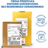 Dwa kartonowe pudełka z etykietami adresowymi, jedno mniejsze przed większym, z napisem u góry: "TWOJA PRZESYŁKA ZOSTANIE DOSTARCZONA BEZ MARKOWEGO OZNAKOWANIA!". Po prawej stronie znajdują się ikony z napisami "DYSKRETNA TRANSAKCJA" i "DYSKRETNA PRZESYŁK