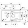 Zlewozmywak półtorakomorowy z ociekaczem FRANKE Basis BFG 651-78 114.0716.319 Łupkowy szary 50x78 Kształt Prostokątny