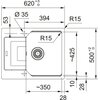 Zlewozmywak jednokomorowy z ociekaczem FRANKE Urban UBG 611-62 114.0716.362 Łupkowy szary 50x62 Kształt Prostokątny