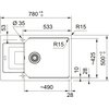 Zlewozmywak jednokomorowy z ociekaczem FRANKE Urban UBG 611-78 XL 114.0716.364 Łupkowy szary 50x78 Kształt Prostokątny