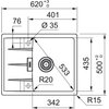 Zlewozmywak jednokomorowy z ociekaczem FRANKE Centro CNG 611-62 114.0716.323 Łupkowy szary 50x62 Kształt Prostokątny