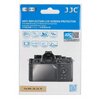Opakowanie produktu "Osłona JJC LAR-ZF do Nikon Z8/Z9/ZF" z napisem "ANTI-REFLECTION LCD SCREEN PROTECTOR" oraz ikonami przedstawiającymi cechy produktu, takie jak odporność na odciski palców, wysoka transmisja, twarda powłoka, antyrefleksyjność, ultra-ci