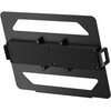 Czarny adapter uchwytu do monitora z prostokątnymi otworami i widocznymi śrubami montażowymi. Produkt ma prosty, nowoczesny design z wycięciami w kształcie prostokątów.