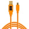 Kabel do tetheringu USB - Mini-B 5-Pin TETHER TOOLS Pro 4.6m Pomarańczowy