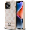Etui DKNY Leather Checkered Mono Pattern & Printed Stripes do Apple iPhone 14 Pro Różowy