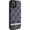 Etui DKNY Leather Checkered Mono Pattern & Printed Stripes do Apple iPhone 14 Plus/15 Plus Czarny Seria telefonu iPhone