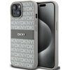 Etui DKNY Leather Mono Stripe & Metal Logo do Apple iPhone 14 Plus/15 Plus Beżowy