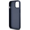 Niebieskie etui na telefon z wycięciem na aparat i przyciski, wykonane z gładkiego materiału. Produkt nie zawiera widocznych napisów ani logo.