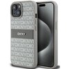Etui DKNY Leather Mono Stripe & Metal Logo do Apple iPhone 13/14/15 Beżowy