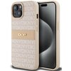 Etui DKNY Leather Mono Stripe & Metal Logo do Apple iPhone 13/14/15 Różowy