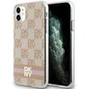 Etui DKNY IML Checkered Mono Pattern & Printed Stripes MagSafe do Apple iPhone 11/Xr Różowy