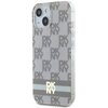 Etui DKNY IML Checkered Mono Pattern & Painted Stripes MagSafe do Apple iPhone 13/14/15 Beżowy Seria telefonu iPhone