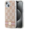 Etui DKNY IML Checkered Mono Pattern & Painted Stripes MagSafe do Apple iPhone 13/14/15 Różowy