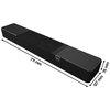 Na zdjęciu znajduje się czarny soundbar o wymiarach 711 mm na 127 mm na 76 mm. Na urządzeniu widoczne jest logo "Klipsch" oraz przyciski sterujące.