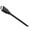 Czarny kabel HDMI z widoczną wtyczką, na której znajduje się napis "HDMI". Kabel jest prosty, a jego powierzchnia jest gładka.