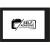 Czarno-biały obrazek przedstawia grafikę aparatu fotograficznego z tekstem "SELF-ADHESIVE GLASS SCREEN PROTECTOR". Całość jest umieszczona na białym tle z czarną ramką.