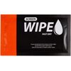 Saszetka z napisem "SCREEN WIPE FAST DRY" oraz grafiką kropli, na czarnym tle z pomarańczowym paskiem. Dodatkowy tekst: "A pre-moistened micro tissue screen wipe Gentle/thorough Safe/quick Only 10 seconds to make screen clean".