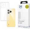 Przezroczyste etui na telefon jest umieszczone obok złotego telefonu z trzema aparatami, a obok znajduje się białe opakowanie z logo "3mk" i napisem "Clear Case Premium back protection". Na opakowaniu widnieje również żółta naklejka z napisem "Military Gr