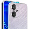 Przezroczyste etui na telefon z widocznymi dwoma dużymi obiektywami aparatu oraz napisem "50MP AI CAM". Tło etui ma delikatny, teksturowany wzór.