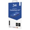 Opakowanie produktu "3MK Protection FlexibleGlass Lite" przedstawia grafikę telefonu z nałożonym szkłem ochronnym oraz napisy: "basic protection", "Your screen 200% stronger", "FIT-IN technology". Na dole widoczne są logotypy certyfikatów i nagród, w tym 