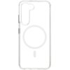 Przezroczyste etui z wyraźnym okrągłym wzorem na środku, przeznaczone do telefonu Samsung Galaxy S23+. Produkt ma wycięcia na aparat i przyciski boczne.