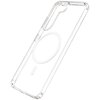 Przezroczyste etui na telefon z wycięciami na aparat i przyciski, posiada okrągły wzór na środku. Produkt jest przeznaczony do modelu Samsung Galaxy S23+.