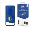 Opakowanie produktu "3mk Protection FlexibleGlass Lite" z grafiką przedstawiającą telefon z nałożonym szkłem ochronnym oraz żółto-niebieską tarczą na ekranie. Na opakowaniu widoczne są napisy: "basic protection", "FlexibleGlass Lite™", "Your screen 200% s