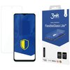 Opakowanie produktu "3mk Protection FlexibleGlass Lite" przedstawia grafikę telefonu z nałożonym szkłem ochronnym oraz żółto-niebieską tarczą na ekranie. Na opakowaniu widoczne są napisy: "basic protection", "FlexibleGlass Lite™", "Your screen 200% strong