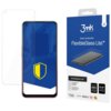 Na zdjęciu widoczny jest telefon z nałożonym szkłem ochronnym oraz opakowanie produktu "3mk Protection FlexibleGlass Lite™". Na opakowaniu znajdują się napisy: "basic protection", "FlexibleGlass Lite™", "Szkło hybrydowe", "Hybrid glass", "Grubość 0,16 mm"