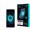Opakowanie produktu "1UP screen protector" marki 3MK przedstawia grafikę telefonu z nałożoną folią ochronną, na której widoczny jest niebieski wzór przypominający tarczę. Na opakowaniu znajdują się napisy: "1UP Screen Protector", "Optimized for Mobile Gam