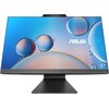 Na zdjęciu widoczny jest komputer z dużym ekranem, na którym wyświetlają się kolorowe bańki na niebieskim tle oraz logo "ASUS". Ekran jest zamontowany na czarnym stojaku.