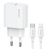 Ładowarka sieciowa USAMS T65 OYXLTZ02 20W Biały + Kabel UBS-C - Lightning