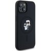 Czarne etui na telefon z gładką, matową powierzchnią i zaokrąglonymi krawędziami. Na etui nie ma widocznych napisów ani logo.