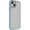 Na zdjęciu widoczne jest etui na telefon w kolorze niebieskim, z matowym wykończeniem. Etui ma gładką powierzchnię i jest przeznaczone do modelu Apple iPhone 15 Plus.