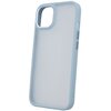 Etui w kolorze niebieskim z matowym wykończeniem, przeznaczone do telefonu Apple iPhone 15 Plus. Posiada wycięcia na aparat oraz przyciski boczne, a jego powierzchnia jest gładka i jednolita.