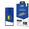 Opakowanie produktu "3mk Protection FlexibleGlass" przedstawia grafikę telefonu z nałożonym szkłem ochronnym oraz żółto-niebieską tarczę na ekranie. Na opakowaniu widnieją napisy: "premium protection FlexibleGlass™", "FlexibleGlass™", "250% stronger", "FI