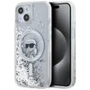 Etui KARL LAGERFELD Liquid Glitter Karl Head Magsafe do Apple iPhone 13/14/15 Transparentny