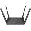 Czarny router z czterema antenami, na którym widoczne jest logo "ASUS" oraz rząd niebieskich ikon i wskaźników LED na przednim panelu. Produkt to "Router ASUS RT-AX52 AX1800 2.4 / 5 GHz (DualBand), Wi-Fi Mesh".