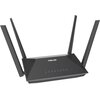 Czarny router z czterema antenami, na którego górnej powierzchni widnieje logo "ASUS". Na przednim panelu znajdują się niebieskie ikony sygnalizacyjne.
