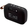 Czarny głośnik mobilny z widocznymi przyciskami i portami, na którym znajduje się tekst: "STREETZ Rev2 CM768B Input: 5V 0.5A Battery: 300mAh, 3.7V Li-Po www.streetz.se Made in China". Obok portów widoczne są oznaczenia "DC 5V" oraz "ON/OFF".