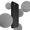 Czarne etui na telefon z widocznym otworem na aparat, otoczone szarymi, rozmytymi kulami na białym tle. Produkt jest przeznaczony do modeli Apple iPhone 7/8/SE 2020/2022.