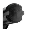 Zbliżenie na czarny, metalowy adapter o cylindrycznym kształcie z widocznymi rowkami na powierzchni. Produkt ma gładką, matową teksturę.
