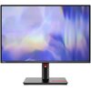 Monitor z cienkimi ramkami wyświetla abstrakcyjny, kolorowy obraz w odcieniach fioletu, niebieskiego i żółtego. Na dolnej ramce widoczny jest napis "ThinkVision".