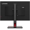 Czarny monitor z logo "Lenovo" w lewym górnym rogu oraz napisem "ThinkVision" po prawej stronie, widoczny od tyłu z centralnie umieszczoną podstawą. Na podstawie monitora znajduje się czerwony akcent kolorystyczny.